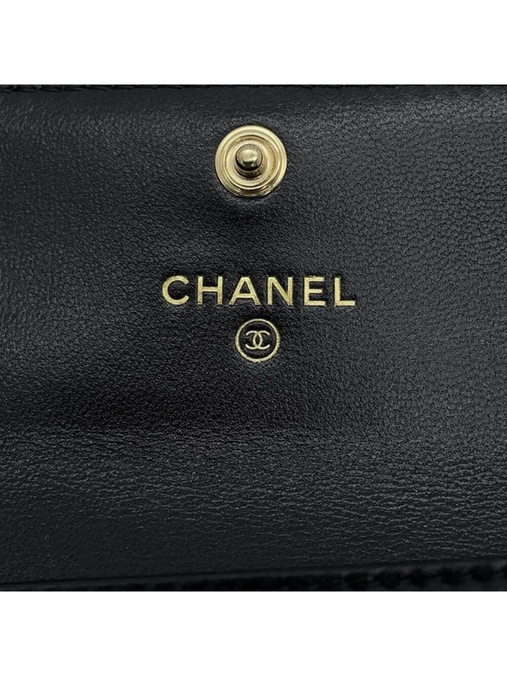 Chanel Card Case Quilted CC Logo Lambskin Business Black